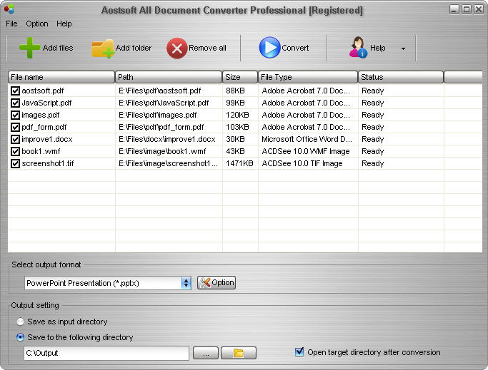 Screenshot of Aostsoft All Document Converter Professional