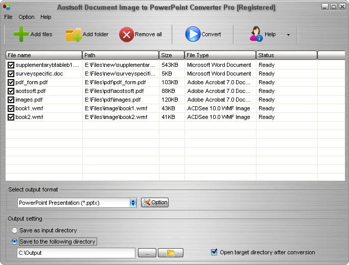 Screenshot of Aostsoft Document Image to PowerPoint Converter Pro