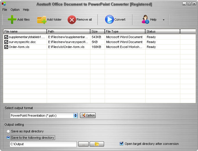 Screenshot of Aostsoft Office Document to PowerPoint Converter
