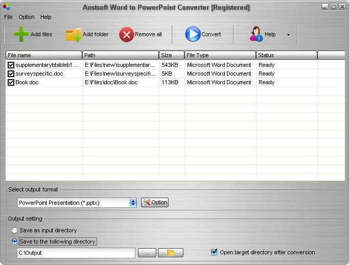 Aostsoft Word to PowerPoint Converter screenshot