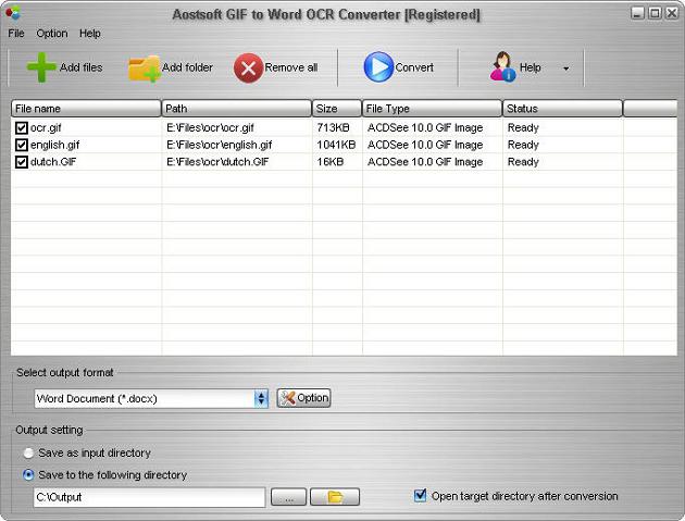 Aostsoft GIF to Word OCR Converter