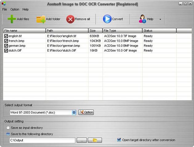 Aostsoft Image to DOC OCR Converter