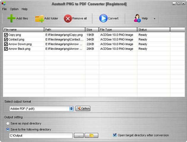 Aostsoft PNG to PDF Converter